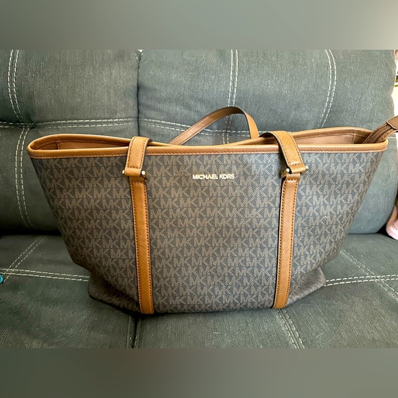Michael Kors Brown and Tan Signature Tote - Picture 1 of 3